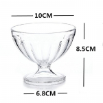 250 ml salotų dubenėlis desertui, pieno kokteiliui, taure, reljefinis ledų indelis skaidri