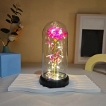 1 rinkinys &scaron;viečianti vestuvių galaktikos rožės dekoracija dirbtinės gėlės LED raudona rožė Valentino dienos dovana rožė akriliniame gaubte su stovu