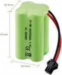 Įkraunama Ni-MH baterija 4.8V 2400mAh AA | SM-2P jungtis | RC valčiai, RC autobusui, dronui Radiofly Space Kondor | Pridedamas USB kabelis | Žalia žalia