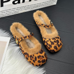 Moterims Leopardinės Odos Mokasinai Suede &Scaron;lepetės Žieminiai Plau&scaron;iniai Kvadratiniu Pir&scaron;tu Batai Prekės Ženklo Marie Janes Batai 2025 Tendencija Mada Jaukūs Zapatos Mujer 40 leopardas