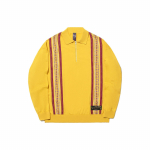 Li Ning X Bruce Lee Collaboration Kung Fu serijos dryžuotas polo ilgomis rankovėmis megztinis Unisex megztinis Ceilono geltonas AMBT239-1 M