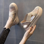 Moteri&scaron;kos plei&scaron;tinės sandalai Bao Tou sandalai moteri&scaron;kos rudens mados storos apačios mados laisvalaikio basutės avalynė Zapatos De Mujer 36 juoda
