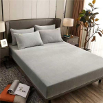 &Scaron;iltas pūkuotas flanelinis paklodė Elastingas čiužinio užvalkalas Žieminės koralų vilnos lovatiesės 2 žmonėms Prabangi dvigulė patalynė Bed sheet (90x200x25cm) &scaron;viesiai pilka spalva