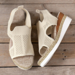 Vasaros nauji sandalai su nuolydžiu kulnu Flyknit kvėpuojantys tinkliniai moteri&scaron;ki sandalai su žuvies burna 43