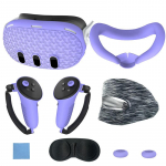 7 vnt./komplektas Meta Quest 3 objektyvo apsauginis dangtelis Anti-Fall VR apsauginis dangtelis VR ausinių dangtelis Valdiklio rankenos dangtelis VR priedas violetinė