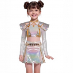 Vaikų Kpop Demonų Medžiotojai Zoey Rumi Mira Cosplay Kostiumas Baltas Auksinis Vienodas Vaikams Mergaitėms Helovinas Sceniniai Pasirodymai XXL gray
