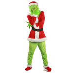 Grinčo kostiumas Kalėdiniai drabužiai suaugusiems ir vaikams Žalio monstro kaukė Galvos apdangalas Apranga vakarėliui Įvairūs dydžiai Adult XXL/XXXL red
