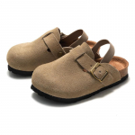 Madingos Kidmi Naujos Vaikų Suede Klumpės &Scaron;lepetės Mažylių Klumpės Berniukų Mergaičių Basutės Kam&scaron;tinės Reguliuojama Sagtis Mules Mielos Namų Vaikų &Scaron;lepetės 15cm abrikosas