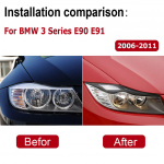 Skirta BMW Old 3 Series E90 E91 2006-2011 tikro anglies pluo&scaron;to lipdukai priekiniai žibintai antakių vokų dangteliai apdaila automobilio stilius Solid Color