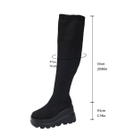 Pakulnės Žieminiai Batai Moteri&scaron;ki Stori Padai Dideli Muffin Slim Fly-Woven Elastingi Kojinės Batai Wish 43 juoda