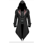 Linkiu Amazon Europos ir Amerikos Viduramžių Helovino Retro Skiautinio Palto Gotikinio Assassin's Creed Kostiumo Black L black