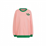 Adidas Originals Trefoil Megztinis Apvalia Kaklo I&scaron;pjova Logotipo Spaudinys Puloveris Ilgomis Rankovėmis Moteri&scaron;kas Megztinis Rožinis IB2039 XS