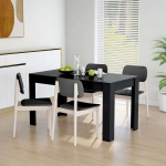 Vidaxl Valgomojo Stalas, Juodas 140X74,5X76 Cm, Medžio Plok&scaron;tės Medžiaga