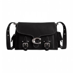 COACH Western Tabby 26 Logotipas Užsegimas Sagtimi Reguliuojamas Dirželis Grūdėta Oda Peties Crossbody Vidutinio Dydžio Moteri&scaron;kas Juodas juoda