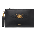 Versace Medusa Biggie serijos Nuimamas dirželis Užsegimas užtrauktuku Odinė delninė Maža vyri&scaron;ka delninė Juoda Auksinė 1006240-1A03190-1B00V Box(Basic Set+Box) black