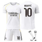 Real Madrid Mbappe Futbolo Džersio Rinkinys Baltas Gerbėjų Edition Rinkinys 120-130 cm balta