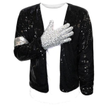 Coplay kostiumas pasirodymui, vakarėliui, Michael Jackson, įžymybės gimtadieniui, Helovynui, Billie Jean Kids90-110cm&Michael Jackson black