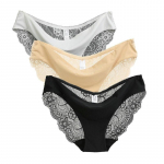 Moteri&scaron;kos nėriniuotos kelnaitės Besiūlės medvilnės kelnaitės tu&scaron;čiavidurės kelnaitės Apatiniai 3vnt./vnt Size 2XL-Type 1