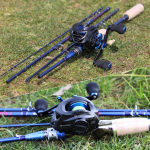 &bdquo;Baitcasting&ldquo; me&scaron;kerės ritės kombinacijos 2,1 m / 2,4 m anglies pluo&scaron;to me&scaron;kerė su 11+1 lauko sportine žvejyba jūroje