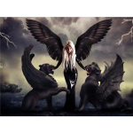 Deimantiniai siuvinėjimai angelas demonas drakonai deimantiniai ta&scaron;kais ra&scaron;tas 5D DIY apvalūs paveikslai 20X30CM