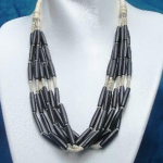 Les Tr&eacute;sors De Lily [B8094] - Collier 'Nayam' Noir ivoire smėlis