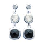 Les Tr&eacute;sors De Lily [F1332] - Boucles Argent 'Linda' Noir Blanc argent&eacute; (rhodi&eacute;) - 28x8 mm