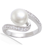 Bague Argent 'Pearl Beauty' Blanc argent&eacute; (rhodi&eacute;) - 10 mm