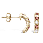 Les Tr&eacute;sors De Lily [J5248] - Demi-cr&eacute;oles Plaqu&eacute; Or 'D&eacute;esse' blanc grenat dor&eacute; - 13x3 mm
