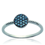 Bague Argent 'D&eacute;esse' bleu argent&eacute; (rhodi&eacute;) - 7 mm