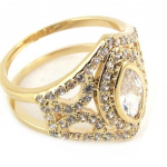 Bague Plaqu&eacute; Or 'Sissi' blanc dor&eacute;