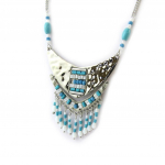 Les Tr&eacute;sors De Lily [N4092] - Collier 'Navajos' turquoise argent&eacute; sidabras