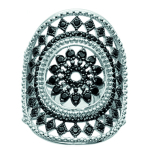Bague Argent 'Carmen' noir argent&eacute; (rhodi&eacute;) - 28 mm