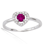 Bague argent 'Love' rubis blanc argent&eacute; (rhodi&eacute;) - 9 mm 56 sidabras
