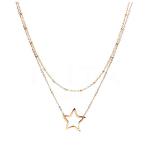 Les Tr&eacute;sors De Lily [Q0937] - Collier cr&eacute;ateur acier 'Une Etoile est N&eacute;e' dor&eacute; ros&eacute; (2 rangs) - &eacute;toile 18 mm ry&scaron;kiai rožinė