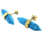 7bis [Q1401] - Boucles artisanales 'Boho' turquoise dor&eacute; - 25x8 mm turkis