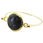 Les Tr&eacute;sors De Lily [Q5657] - Bracelet artisanal 'Cl&eacute;opatra' gris dor&eacute; - 55 mm- 20 mm