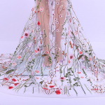 Gėlių gėlių nėrinių siuvinėjimo tinklelis vestuvėms Veil Veil nėrinių audinys juoda