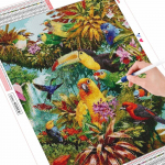 Deimantinė tapyba Apvalus kvadratinis Gyvūnų Pauk&scaron;čių Kalnų kri&scaron;tolas Deimantinis Siuvinėjimas I&scaron;pardavimas Papūgos mozaikos dekoras Full Round 20X30CM