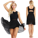 Moteri&scaron;ki &scaron;okių kostiumai su V formos i&scaron;kirpte asimetrinis sijonas, baleto triko, &scaron;iuolaikinės suknelės XS juoda