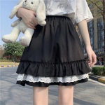 Mini Sijonai Moteri&scaron;ki Lace Ruffle Japanese Kawaii One Size juoda