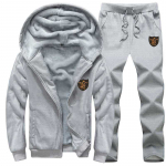 Winter Plus Velvet Suit Kasdienis sportinis megztinis Cardigan Dviejų dalių rinkinys 8XL &scaron;viesiai pilka spalva