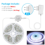 LED ap&scaron;vietimas po spintele LED juostelė 5050 LED lempa su belaidžiu PIR judesio jutikliu DC 12V virtuvės laiptų spintos lovos &scaron;oninis ap&scaron;vietimas su ES ki&scaron;tuku 1M-EU