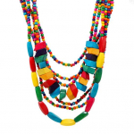 Žavingi karoliai, spalvingi karoliukai, puo&scaron;niai apsirengti Madingi daiktai Madingi įvairiaspalviai mediniai karoliukais papuo&scaron;ti sluoksniniai karoliai vakarėlio aksesuarai C