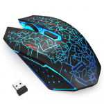 Įkraunama RGB belaidė pelė 2,4 GHz USB tyli Dpi reguliuojama žaidimų pelė su LED ap&scaron;vietimu kompiuterio žaidimų pele juoda