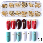 Auksiniai nagų dailės lydinio kniedės Pajūrio 3D dekoracijos Jūros kriauklė Žvaigždė Plunksnos Pakabukas Metalinis rėmelis Kniedės Nagų blizgučiai 1