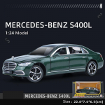 1:24 skalės modeliavimas S400L lydinio automobilio modelio garsas ir &scaron;viesa, atitraukti žaislinių automobilių kolekcijos berniukų kolekcijos dekoravimo dovana 1/24-23x8.8x6.5cm žalia