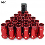 20 vnt. / rinkinys: veržlės M12x1,25 / M12*1,5 atviro galo rato veržlės, kūgio formos sėdynė, kaltinė fiksavimo veržlė, lenktyninė veržlė 20 rinkinys M12x1.25 raudona