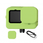 Kameros dėklas Tikslus skylių i&scaron;dėstymas Tvirtai priglunda Lengvas montavimas Atsparus nusidėvėjimui Atsparus ne&scaron;varumams su dirželiu, apsaugančiu nuo praradimo fotoaparato dangteliu, skirtu GoPro9/Hero10/9 žalia