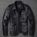 Natūralios Odos Vyri&scaron;ka Retro Senamadi&scaron;ka Motociklininko Striukė Grynos Vir&scaron;utinio Sluoksnio Karvės Odos Slim Fit Atlapų Paltas Atsitiktinė Tendencija S