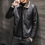 Rudens ir žiemos plius aksominis pamu&scaron;alas, juoda motociklininko striukė, madingi dirbtinio kailio prekės ženklo drabužiai, neperpučiamas &scaron;iltas paltas vyrams XXXXL